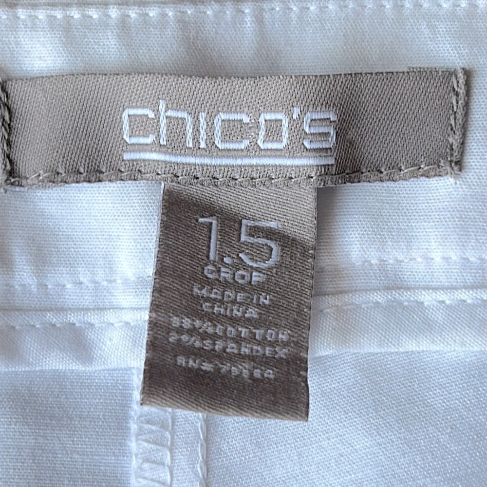 Chico’s Cotton Crop Ankle Pants 1.5/10 White Classic Summer Casual Beach - Picture 5 of 14